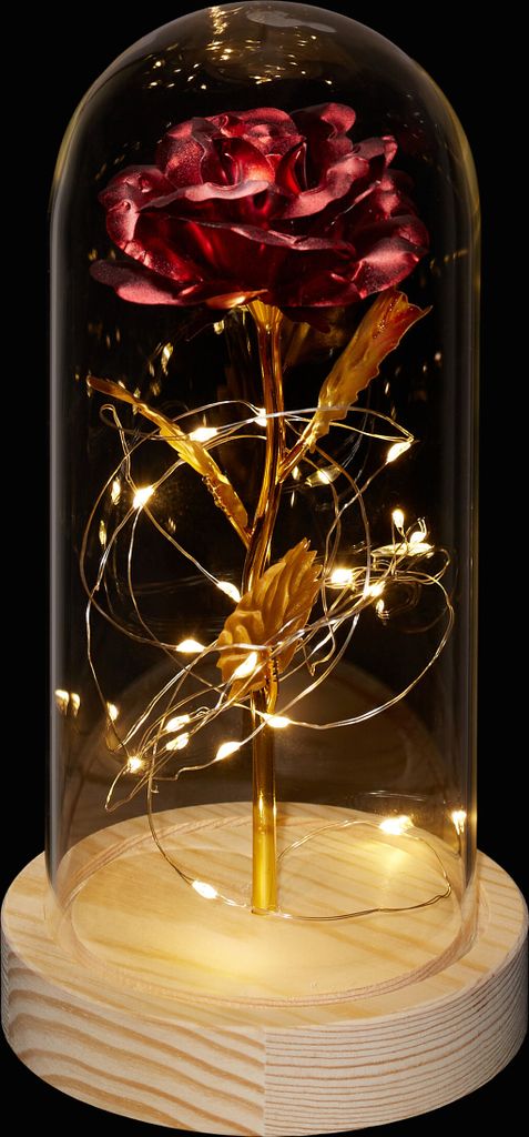 ROSA ETERNA A LED illuminata in vaso con batteria come idea Immagine del prodotto 
