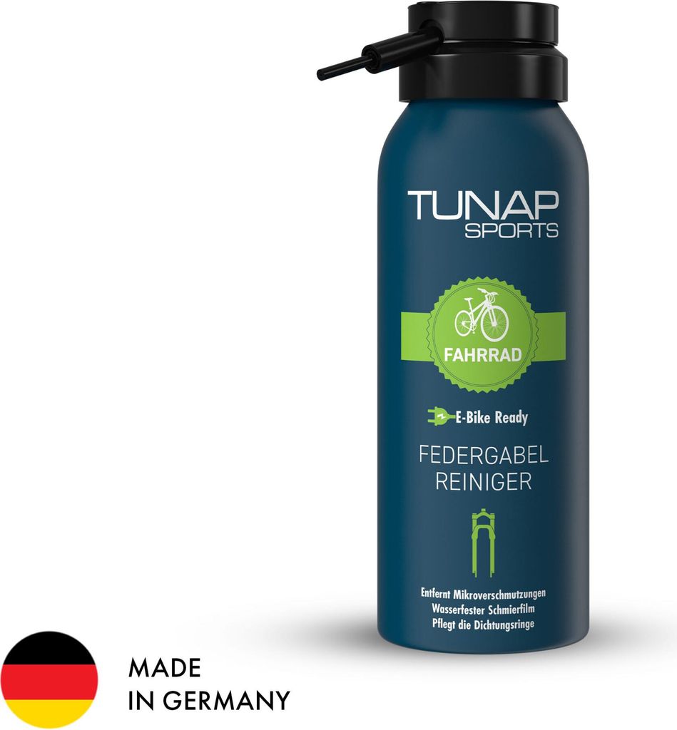 TUNAP SPORTS Federgabel-Reiniger 125ml | Spray für Dämpf- und Federelemente am Bike reinigt, pflegt, schmiert | Materialverträglich und schützt...