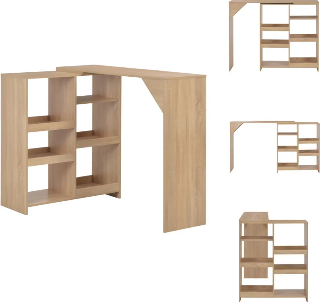 Mange-debout 138 cm avec étagère pivotante coloris chêne brun chic
