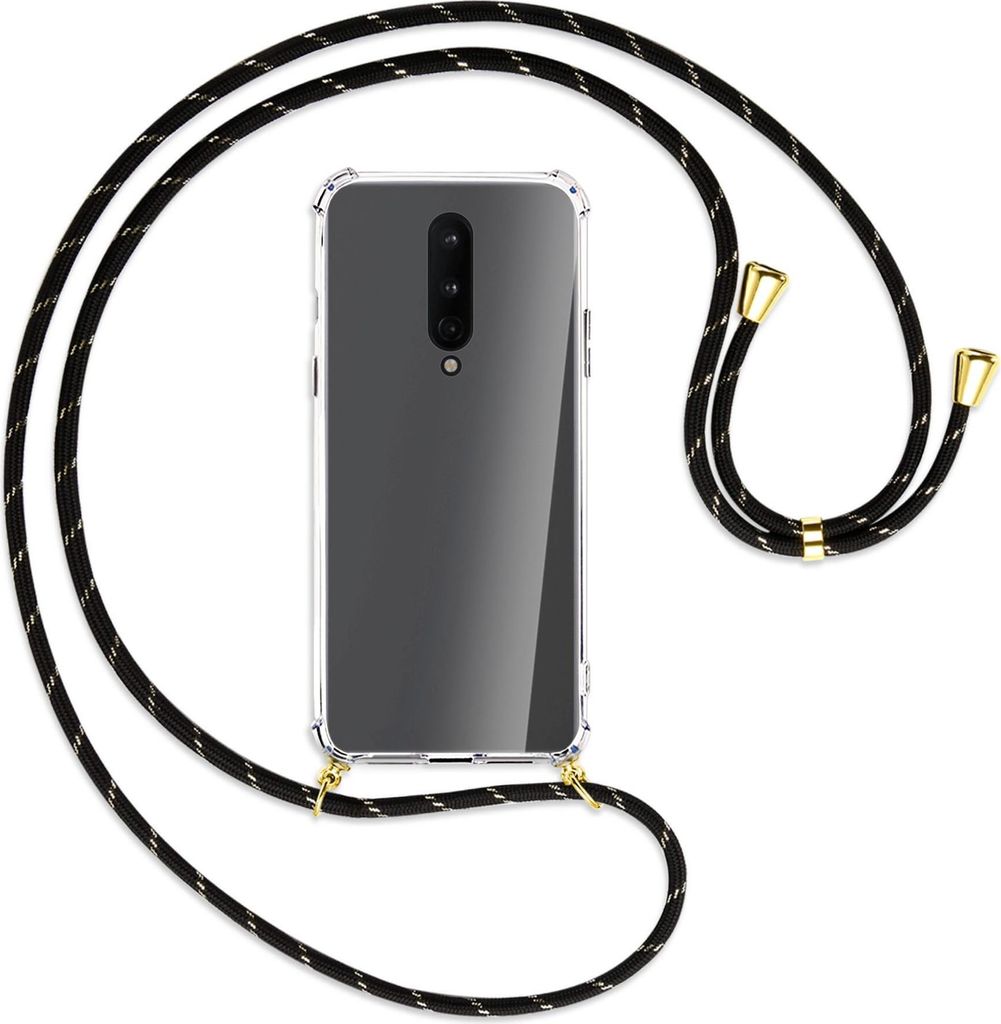 Handykette Backcover-Schutzhülle mit Band (Metall goldfarben) für OnePlus 8 - schwarz/gold