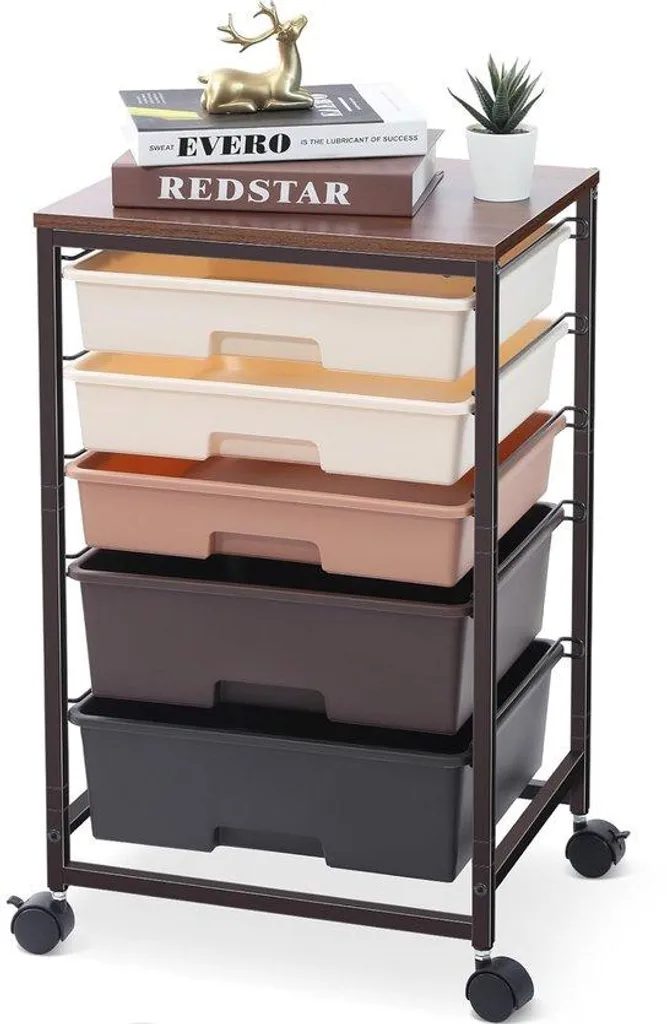 Desserte à roulettes avec 6 tiroirs multicolores pour bureau et maison