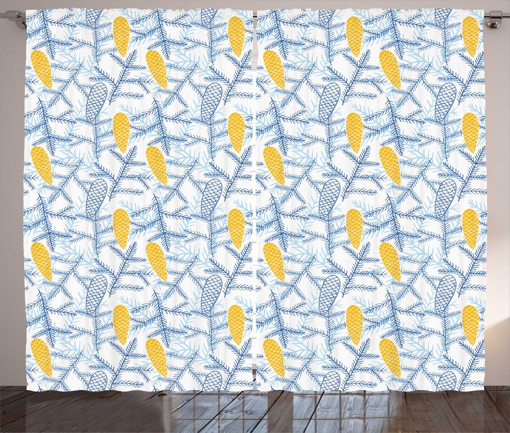 ABAKUHAUS Pine Cone Rustikaler Gardine, Herbst Herbstsaison Noel, Schlafzimmer Kräuselband Vorhang mit Schlaufen und Haken, 280 x 225 cm, Braun Ge...