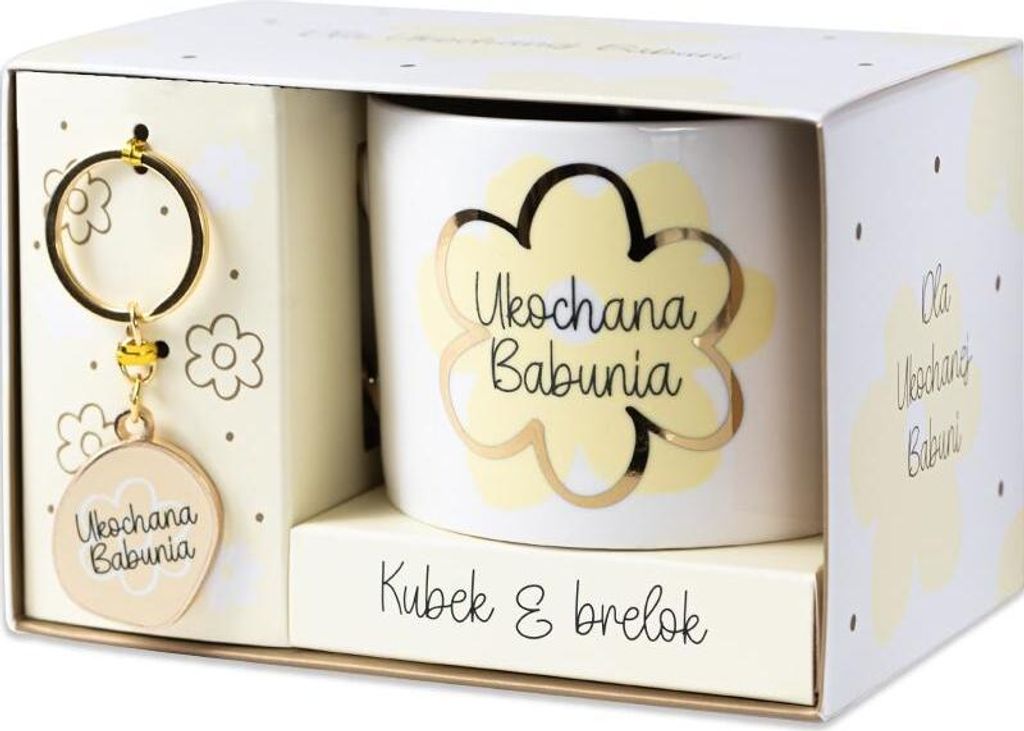 Set aus Tasse und Schlüsselanhänger für die Oma von „Ukochana Babunia“ – Be-Happy Gifts