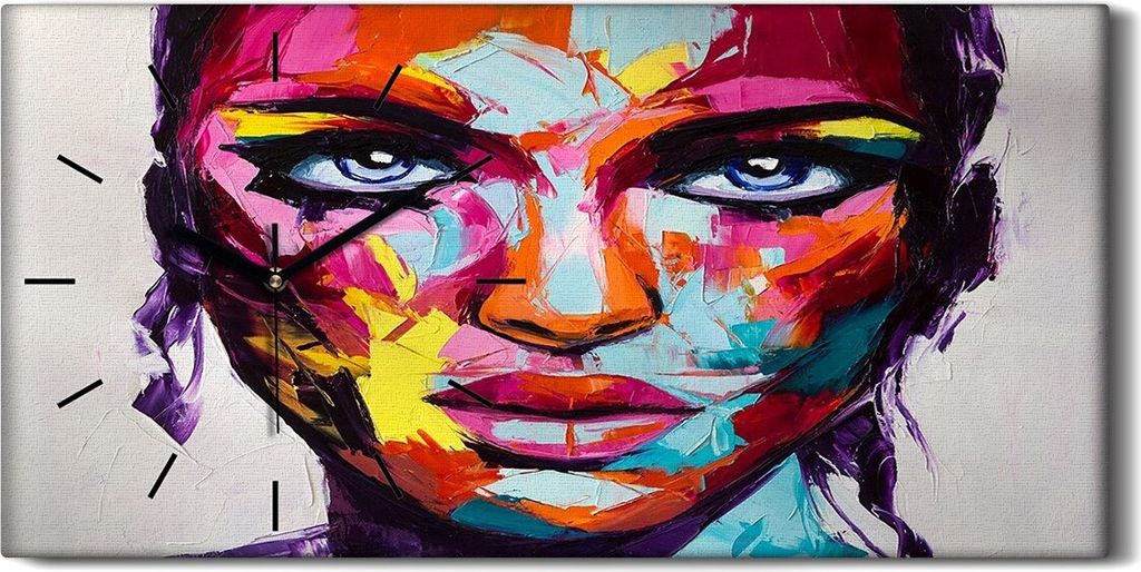 Wohnzimmer-Bild Leinwand Uhr Geräuschlos 60x30 Malerei Abstrakte Frauen Kunst - schwarze Hände