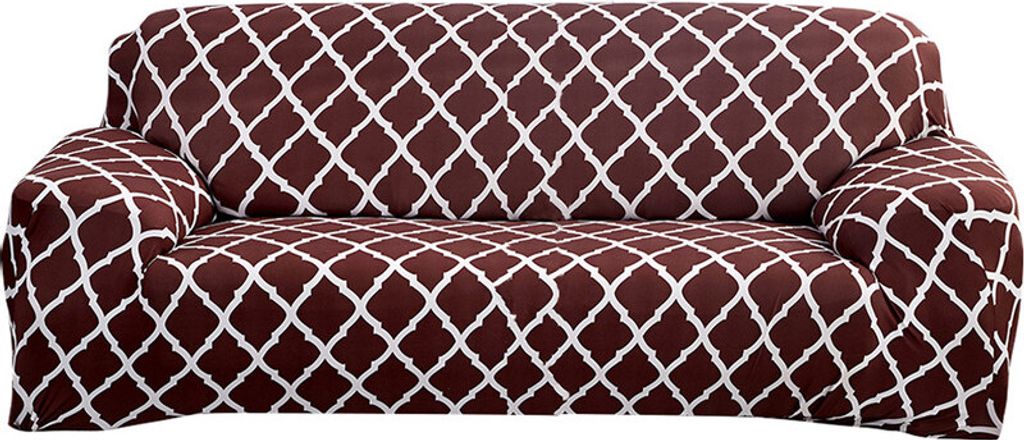 Stretch Sofabezug 1-teilige Polyester Elasthan Stoff Sofa Schonbezug 4-Sitzer Möbelschutzbezug mit Kissenbezug für Kinder Haustiere (Braun)
