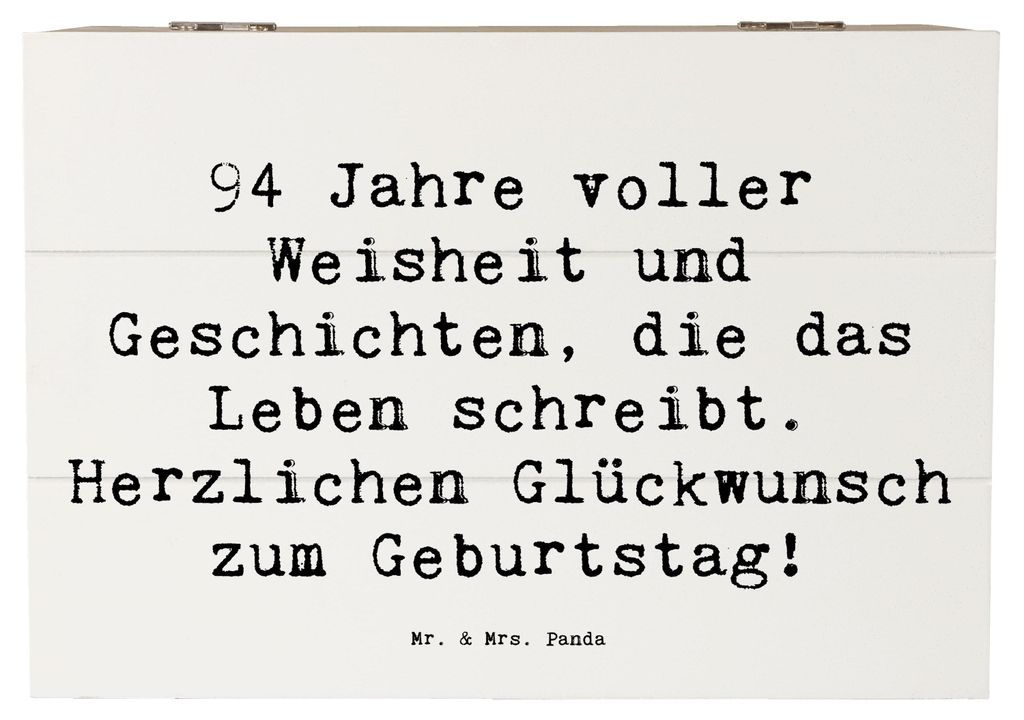 Mr. & Mrs. Panda Box Spruch 94. Geburtstag 22 x 15 cm - Weiß - Geschenk, Aufbewahrungsbox aus Holz, Alter, Happy Birthday, Feier, schatztruhe, Eri...