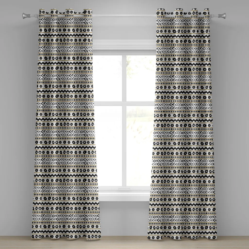 Rideau à œillets rayé noir et jaune ABAKUHAUS 280x175 cm pour salon