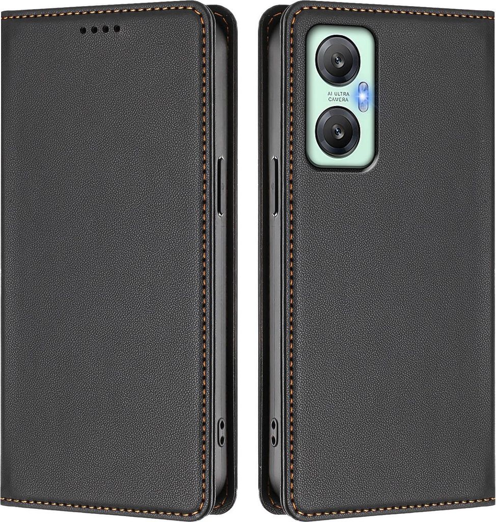 Handyhülle für Infinix Hot 20S, Kunstleder Klapphülle Stoßfeste Magnetische Hülle mit Ständer Schwarz