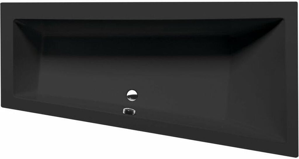 Raumspar Badewanne ANDRA, 180x90x45cm, rechts, schwarz matt