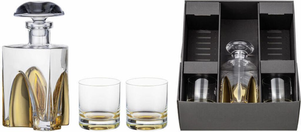 Eisch Whisky Geschenkset Gentleman Gold 3-tlg., 2 Becher mit Karaffe, Kristallglas, Gold, 86577499