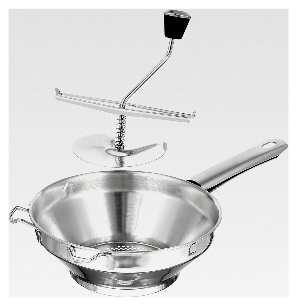 Manueller Kartoffelstampfer aus Edelstahl mit ergonomischem Kurbelgriff für Kartoffelpüree und Babynahrung