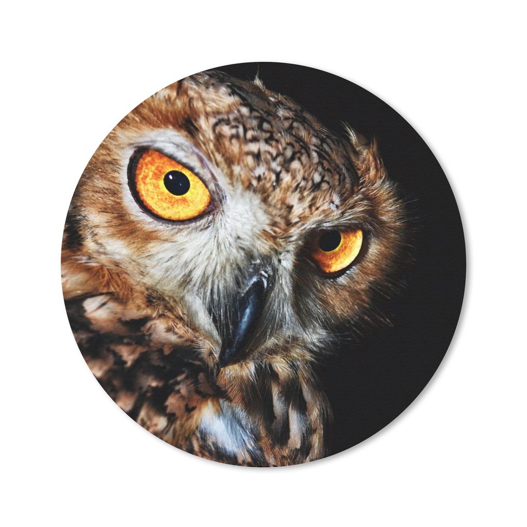 MuchoWow Mauspad Mousepad Eule - Schwarz - Gelb 30x30 cm - Mousepads - Maus Mat - Pad - Mausunterlage - Tischunterlage - Schreibtischmatten