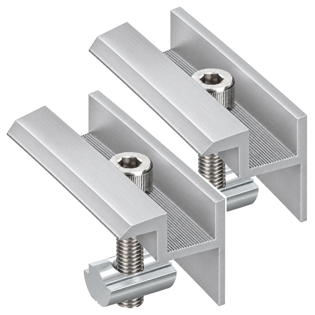 2x Endklemme Silber Montageset Befestigung Solarmodule 30mm Produktbild 