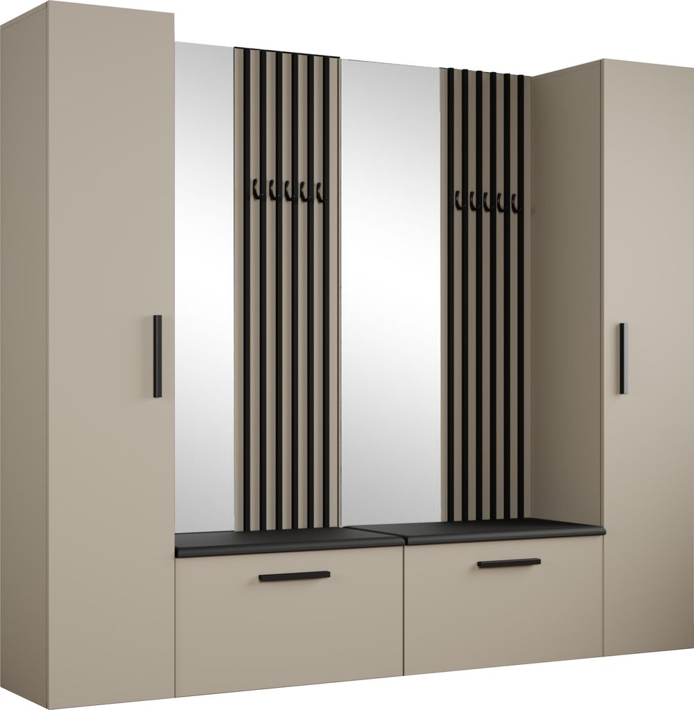 Masseno Garderobe-Set MODULO 241,2/204/40 cm Modern Garderobenschrank Kaschmir