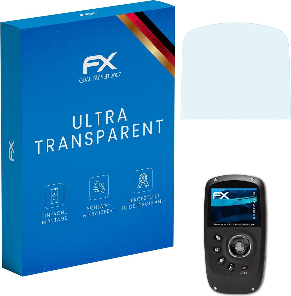 atFoliX FX-Clear 3x Schutzfolie kompatibel mit Kodak PLAYSPORT Zx5 Displayschutzfolie