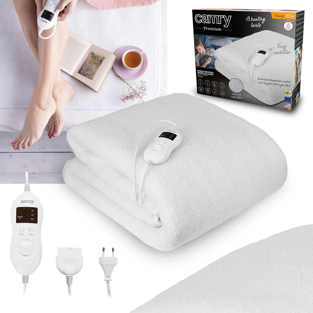 Chauffe-matelas Électrique Individuel Lavable 160 x 100 cm Camry Blanc