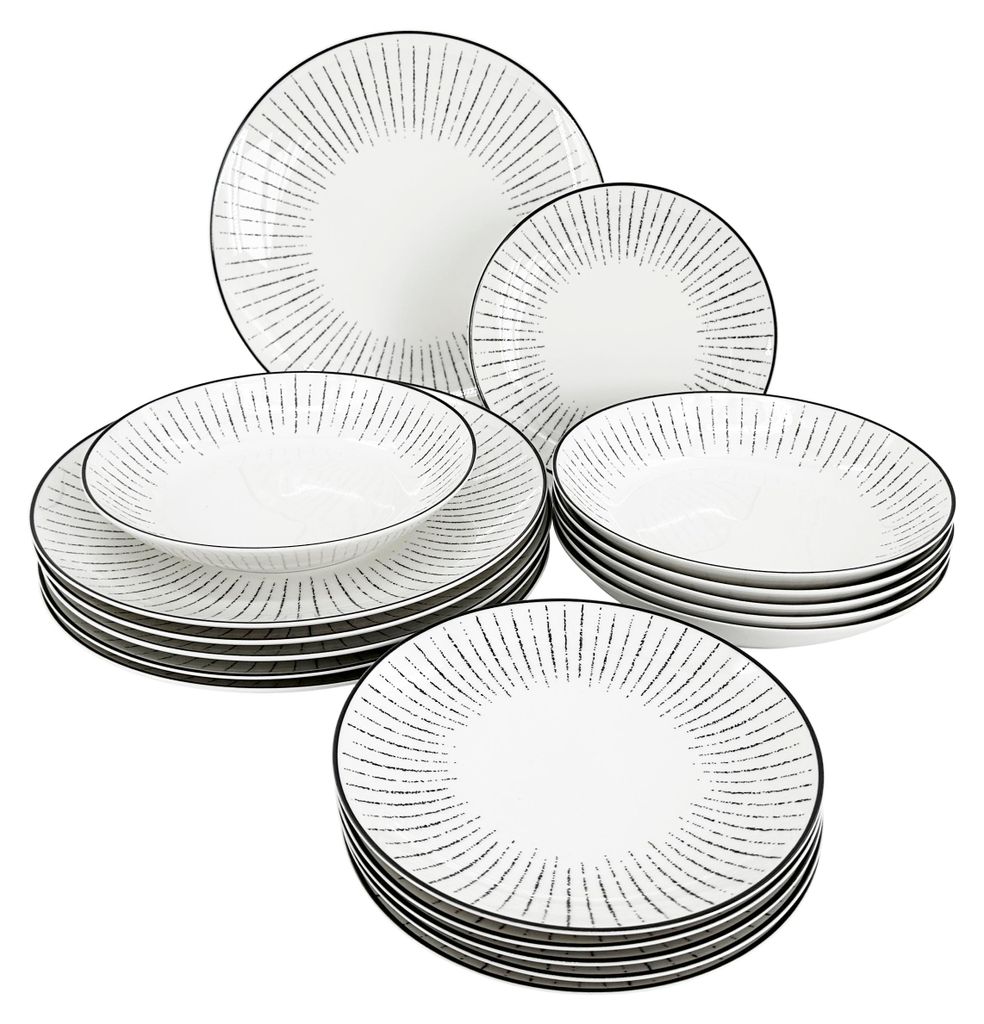 18-teiliger Satz Porzellanteller Linea Dash