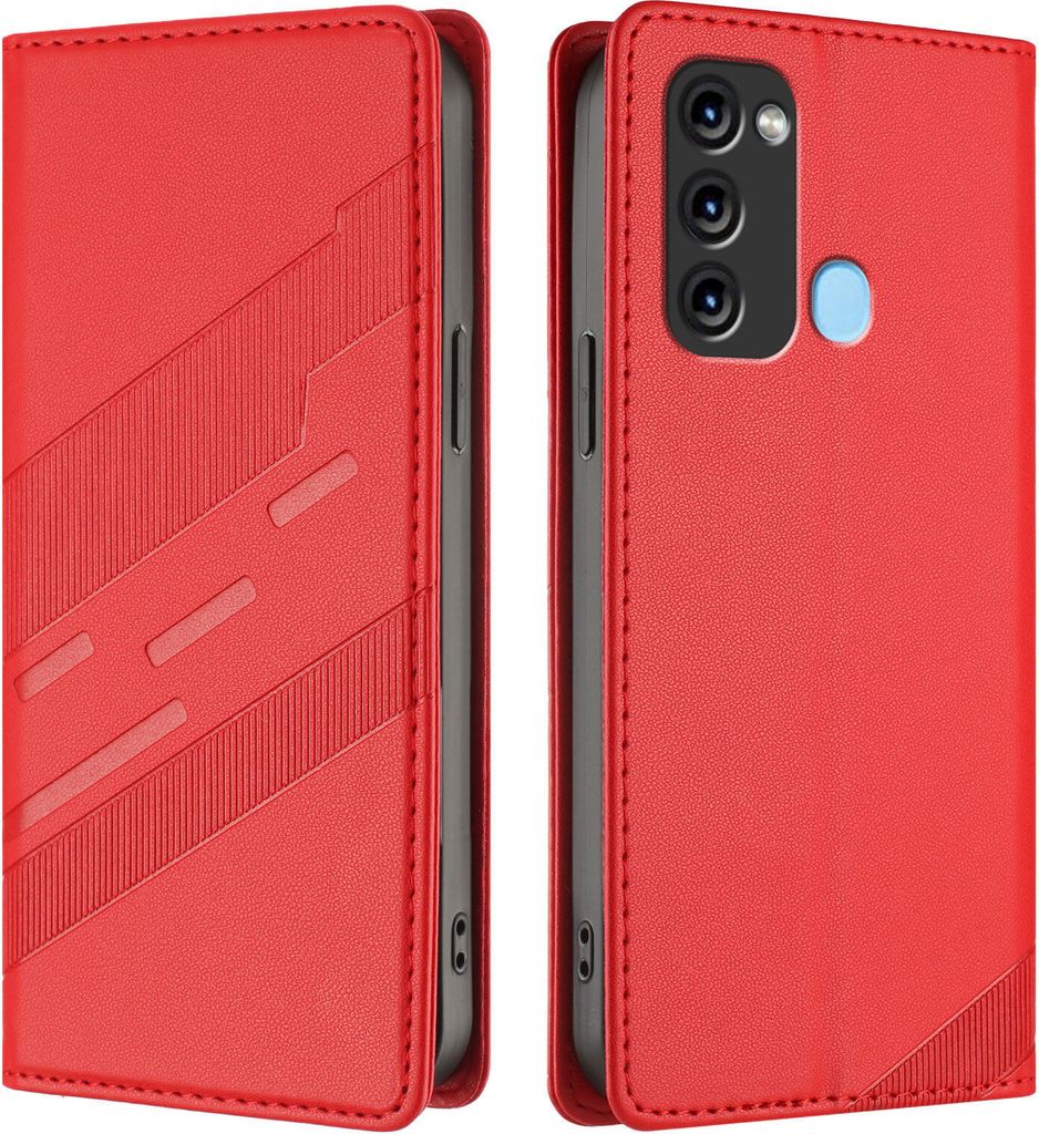 Hülle für itel P38/itel S17/itel Vision 3, Kunstleder Brieftaschen Handyhülle mit Kartenfach und Standfunktion Rot