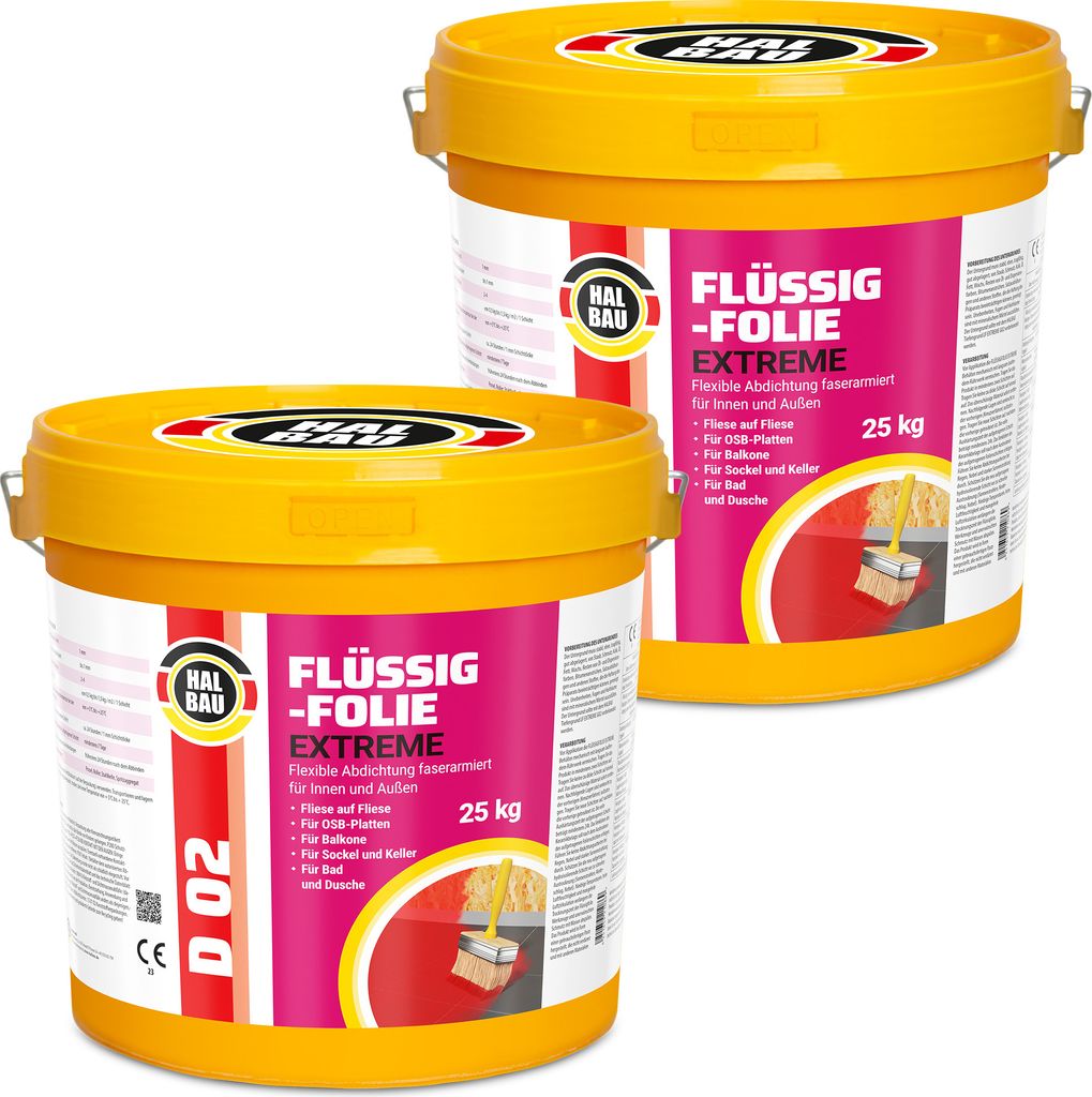 Flüssigfolie Außen 50Kg Wasserdicht Abdichtfolie Dichtmasse Balkon Dusche Bad D02