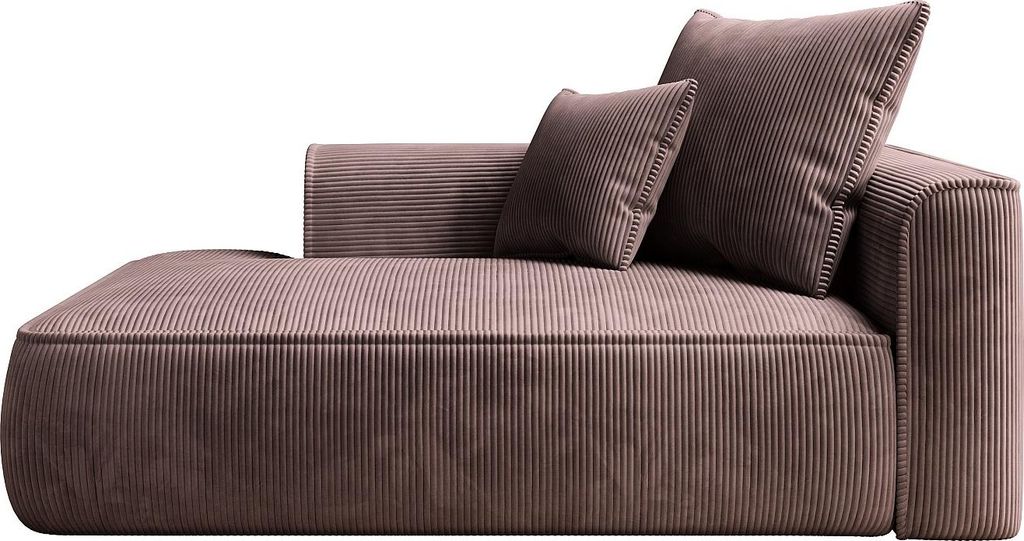 Chaiselongue für Linkshänder aus rosa Kord - PINETA