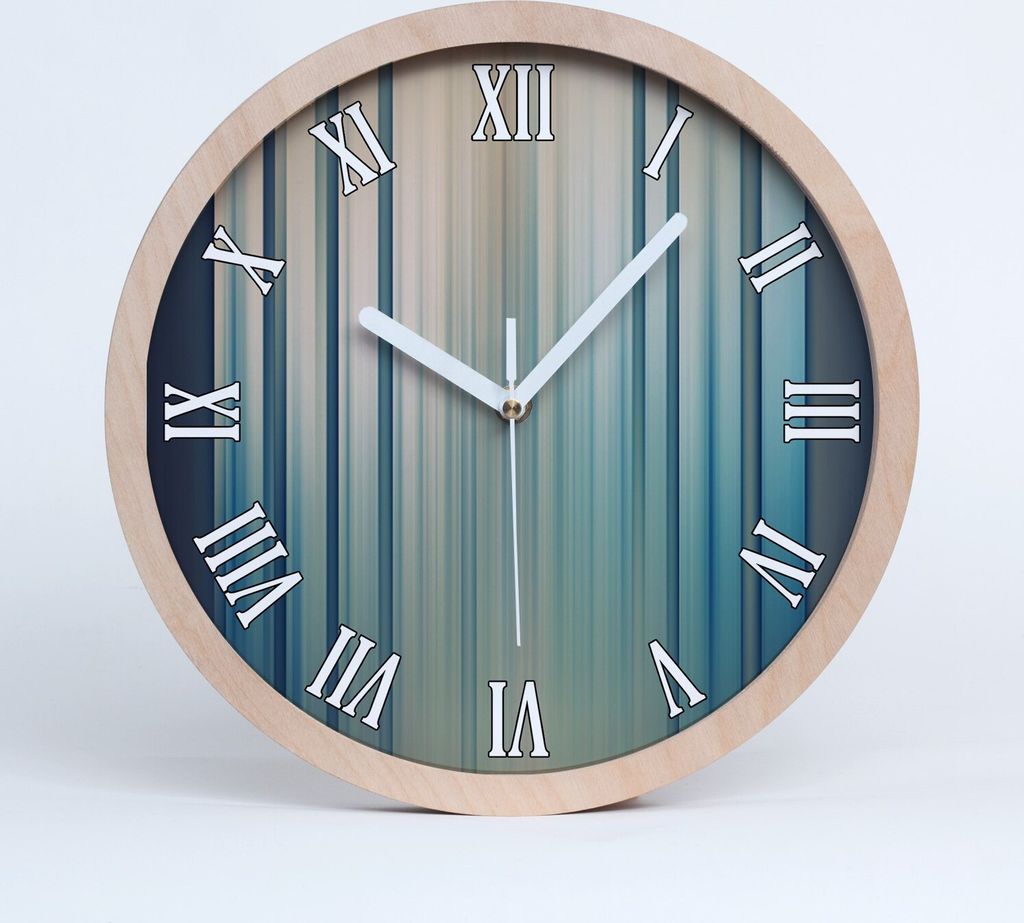 Holzuhr 20fi cm wanduhr - weiße Spitzen - Blaue Streifen