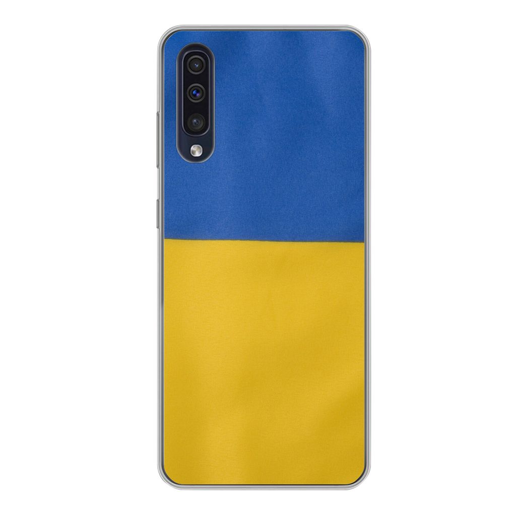 MuchoWow Handyhülle Schutzhülle Hülle für Samsung Galaxy A50 Nahaufnahme der Flagge der Ukraine Silikon Softcase Handy Hülle - Mobiltelefonh...
