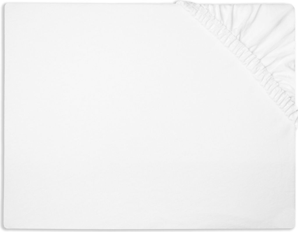 Spannbettlaken Jersey, 200x200 cm, weiß, 50% Baumwolle / Produktbild 