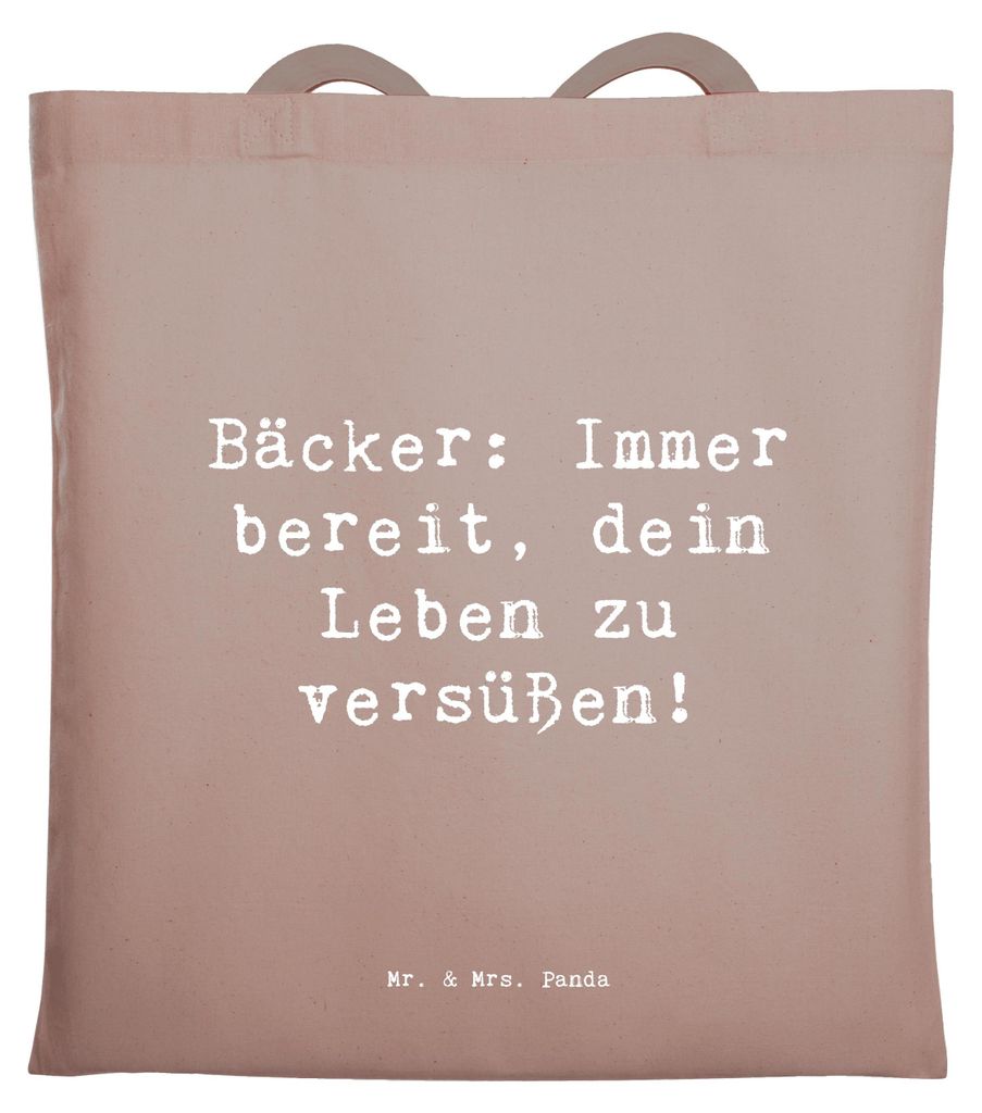 Mr. & Mrs. Panda Beutel Spruch Bäcker Freude - Braun Pastell - Geschenk, Geschmack, Einkaufstasche, handgefertigte Geschenke, Backen, Zutaten, Kun...