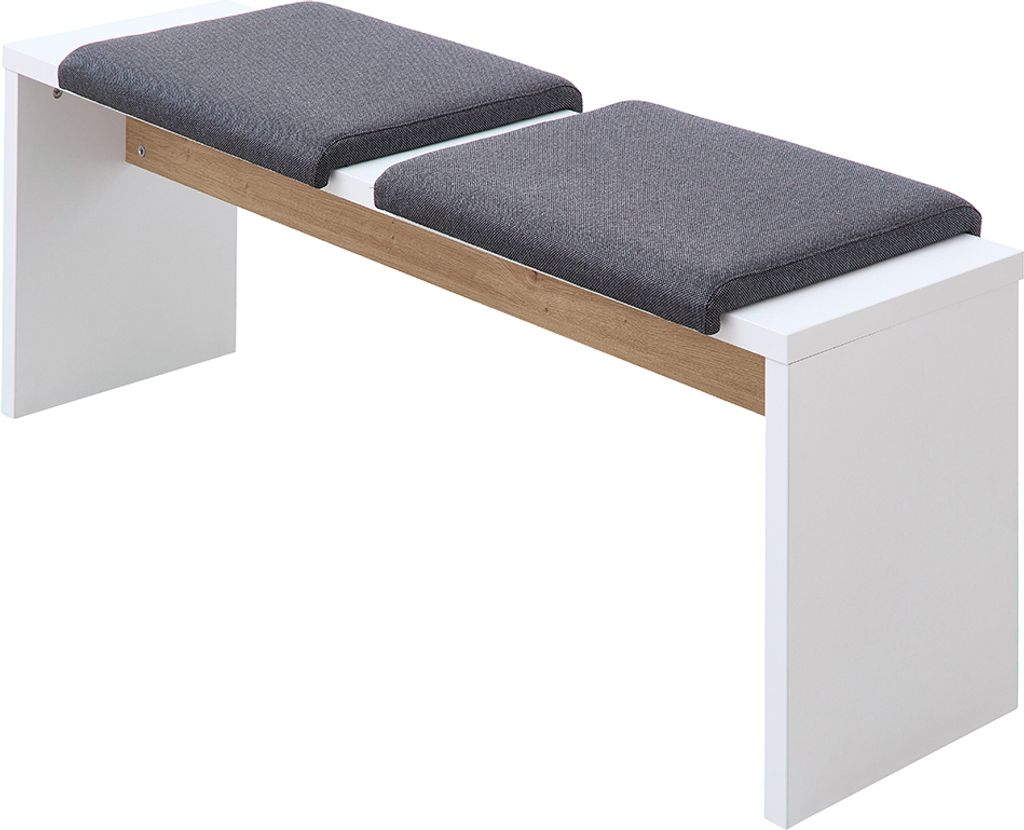 Esszimmer-Sitzbank mit 130 cm Breite in weiß matt und Produktbild 