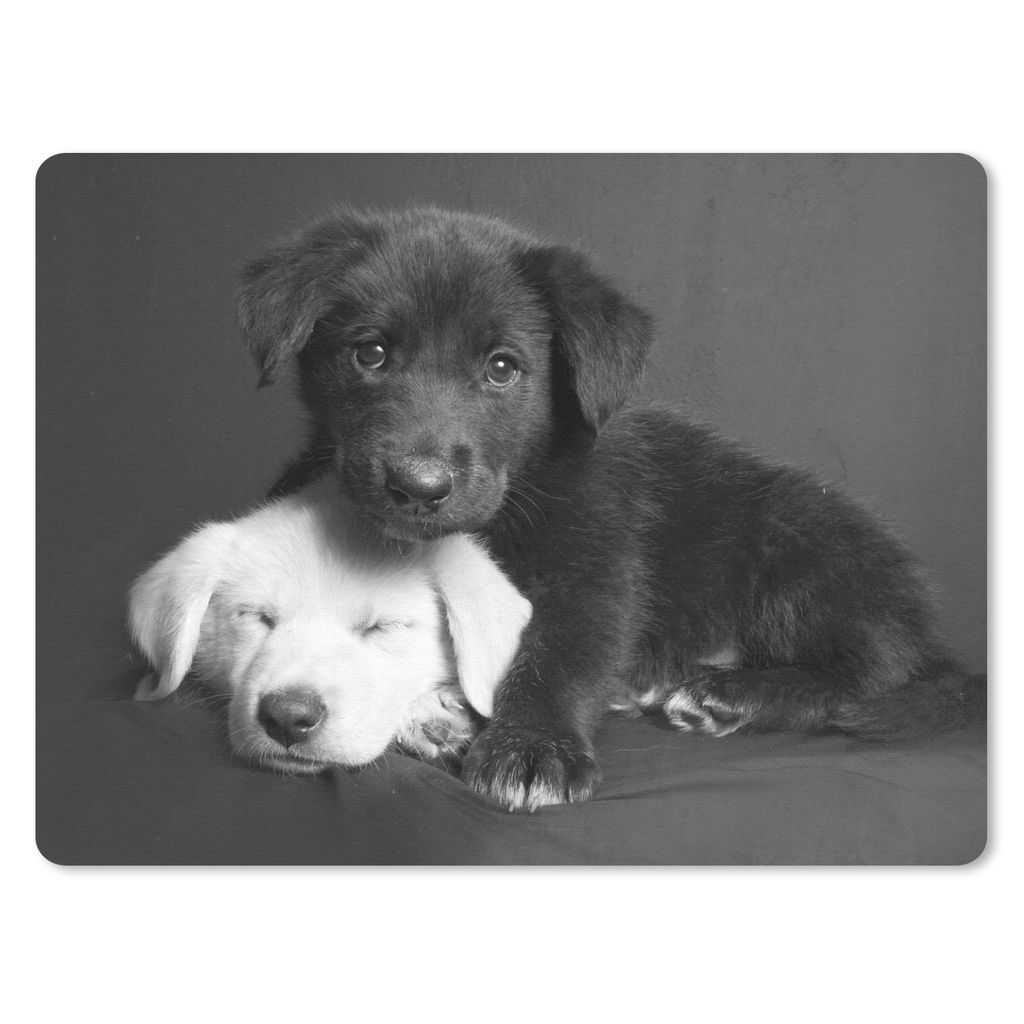MuchoWow Mauspad Mousepad Hunde - Welpe - Schwarz - Weiß - Tiere 23x19 cm - Mousepads - Maus Mat - Pad - Mausunterlage - Schreibtischunterlage -...