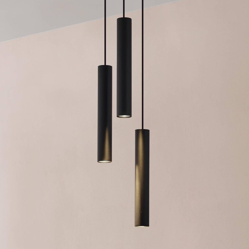 Lindby Hängeleuchte Joffrey, Ø 24 cm, schwarz, 3-flg., GU10 Produktbild 