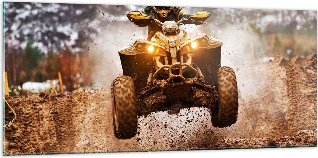 Bilder auf glas - Schlamm Schmutz Dakar Aktion - 120x50cm - Glasbilder - Wandbilder - Kunstdruck - zum Aufhängen bereit - Wanddekoration aus Glas ...