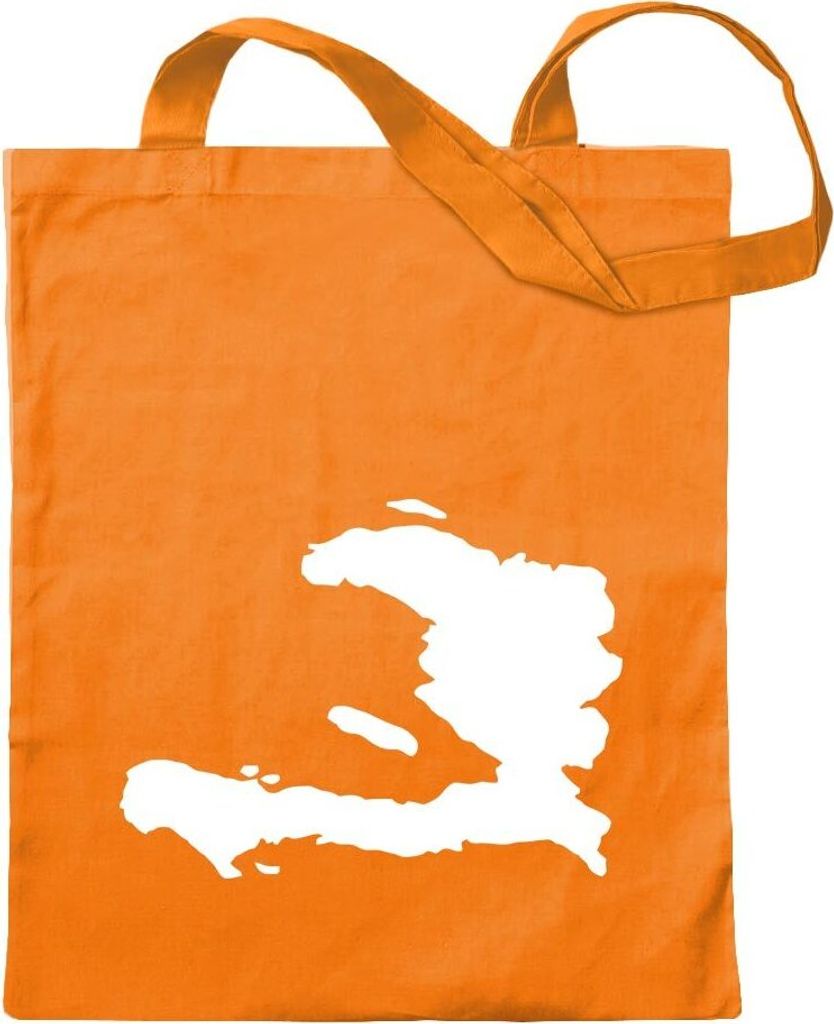 Kiwistar - Baumwolltasche - mandarin - Haiti Umriss Kontur - Tragetasche Stoffbeutel Umhängetasche Langer Henkel