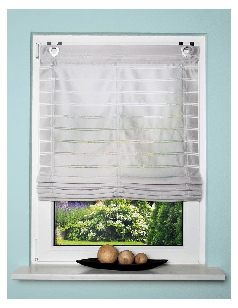 Raffrollo Fenster-Gardine mit Ösen in Grau, 1 Stück BxH: 80 x 140 cm