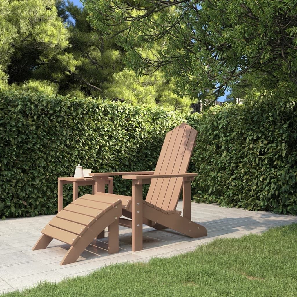 The Living Store Adirondack-Gartenstuhl mit Fußstütze HDPE Braun