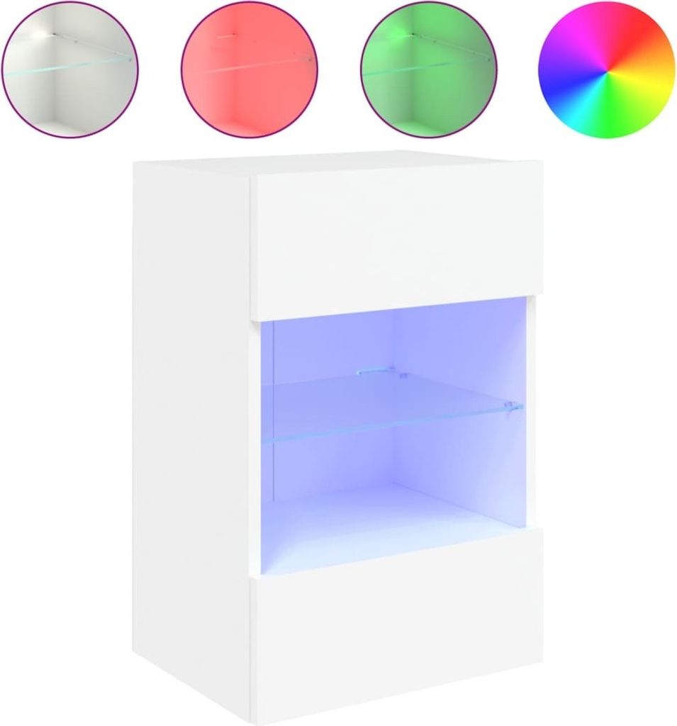 "SALE 2026"TV-Wandschrank, Fernsehtisch - CLORIS - mit LED-Leuchten Weiß 40x30x60,5cm - TV-Schränke DEMöbel409136