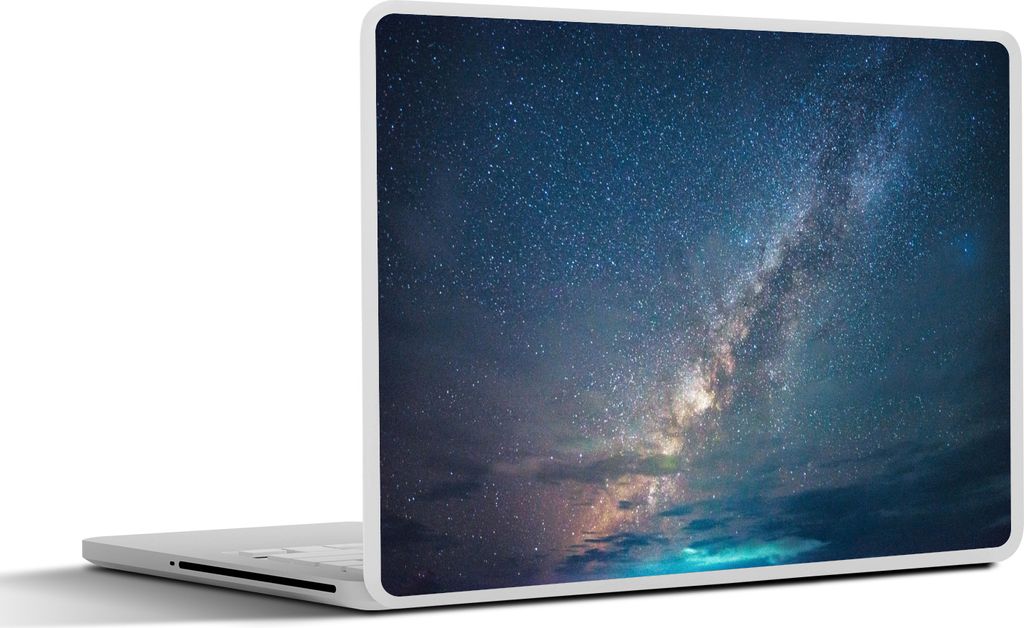 MuchoWow Laptop Aufkleber Sticker Cover Sterne - Sonnensystem - Türkis - Jungen - Mädchen - Kinder 25x18 cm - Laptop-Deko