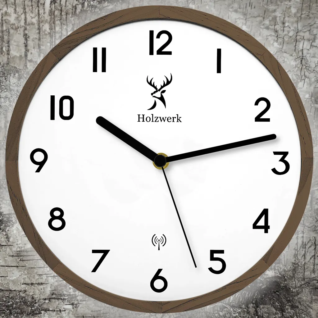 Horloge murale pour salon et bureau bois design moderne blanc Funk