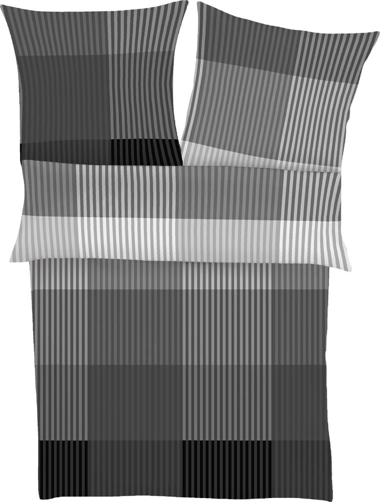 IBENA Bettwäsche BUGATTI Flanell BL 155x220 cm grau Bettbezug