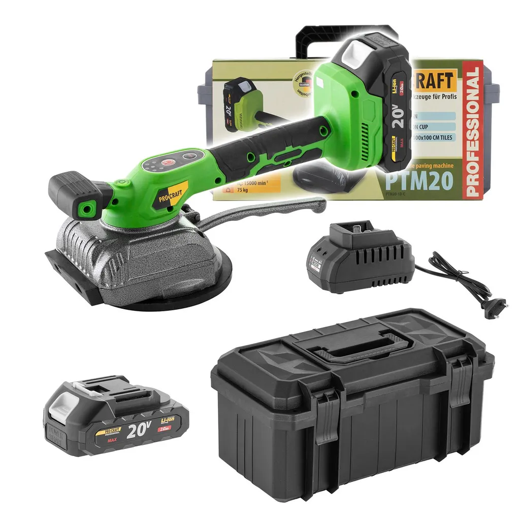 Procraft PTM20-1b-c Aspirateur de carrelage 20V : Batterie 2Ah + Coffret