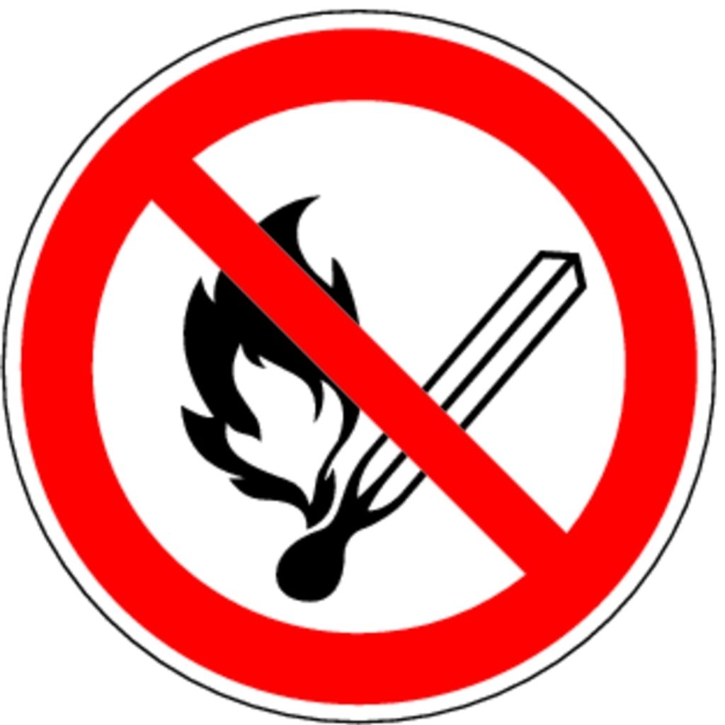 Schild PVC Feuer, offenes Licht und Rauchen verboten 400mm