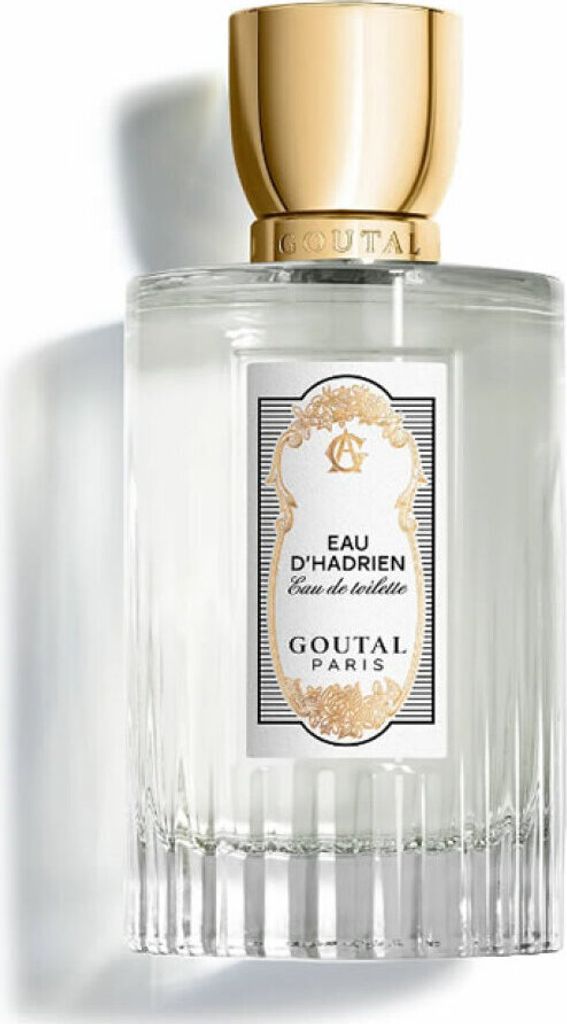 A clear, professional studio shot of a Goutal Paris Eau D'Hadrien Eau De Toilette spray bottle.