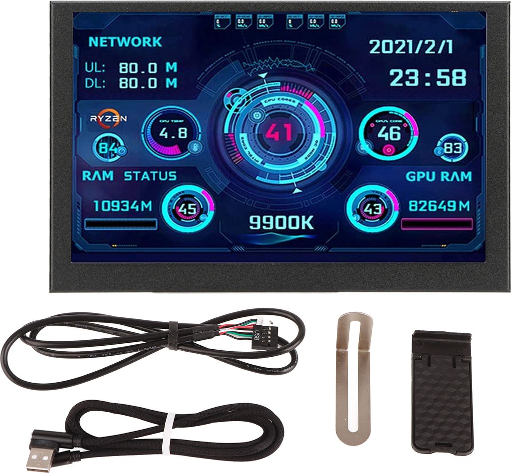 PC CPU Data Monitor 5in IPS USB C TYPE C Temperature Display PC CPU GPU RAM Data Monitor