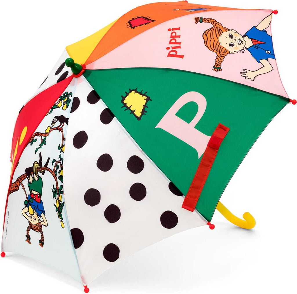 Kinderboeken Pippi Langstrumpf Kinderregenschirm weiß mit Produktbild 