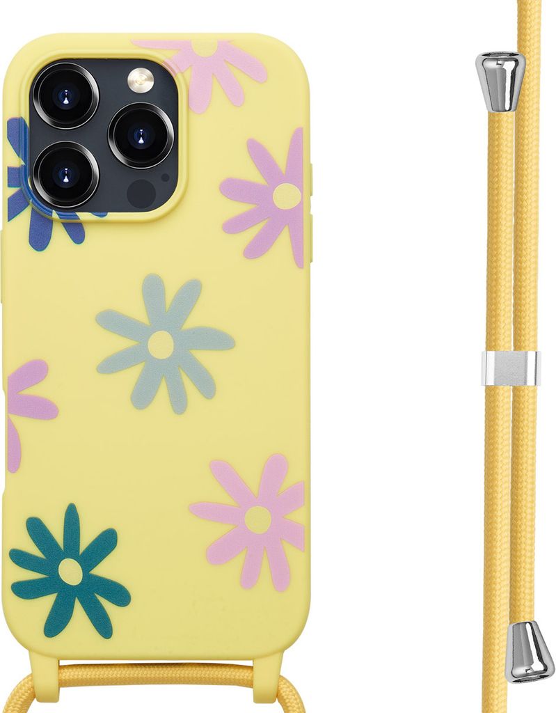 imoshion SilikonHülle design mit Band iPhone 16 Pro - Yellow Flower Distance