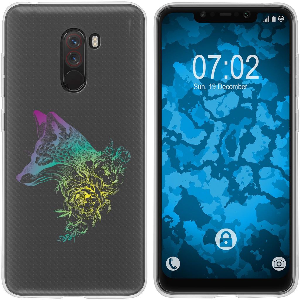 PhoneNatic Case kompatibel mit Xiaomi Pocophone F1 Silikon-Hülle Floral Fuchs M1-4