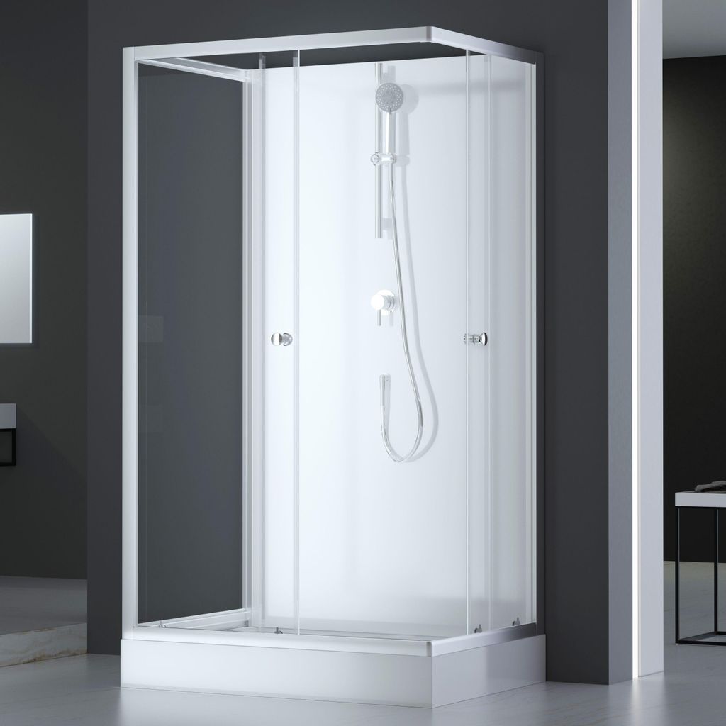 Komplettdusche 80×110×200 cm, Duschtasse, Gleittüren, 5 mm Produktbild 