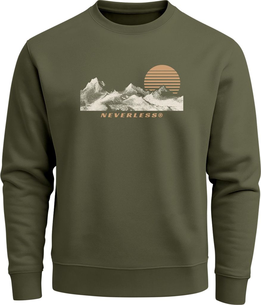 Sweatshirt Herren Frontprint Bergmotiv Pullover mit Print Outdoor Adventure Fashion Streetwear Neverless