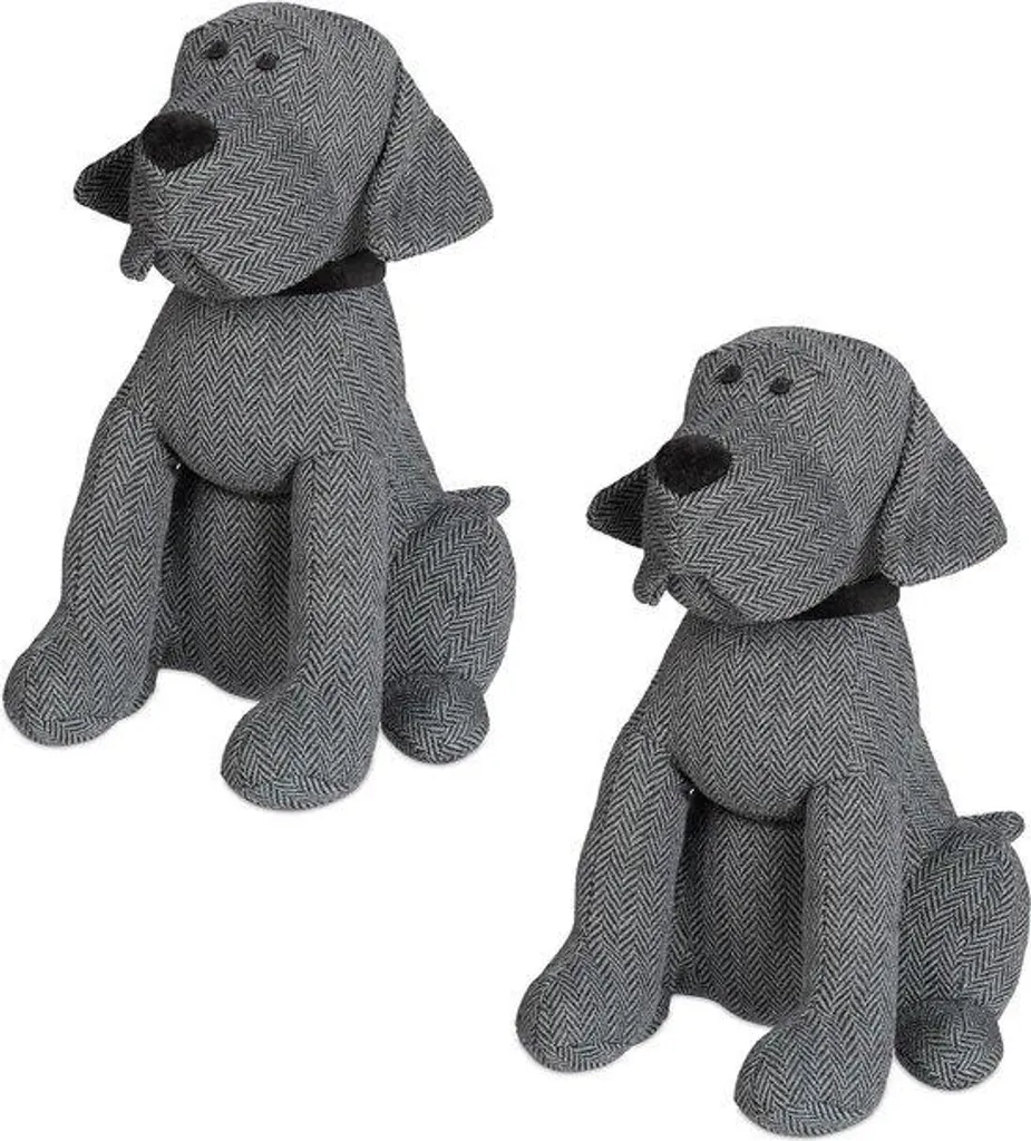 Cale-porte anti-courant d'air en tissu gris - Bloque-porte sol 28cm
