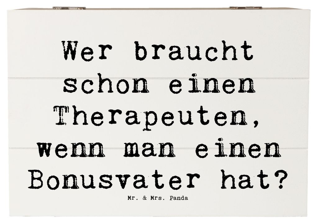 Mr. & Mrs. Panda Box Spruch Bonusvater Liebe 22 x 15 cm - Weiß - Geschenk, Familienmitglieder, Schatzkiste, persönlicher Berater, Truhe, fotobox,...